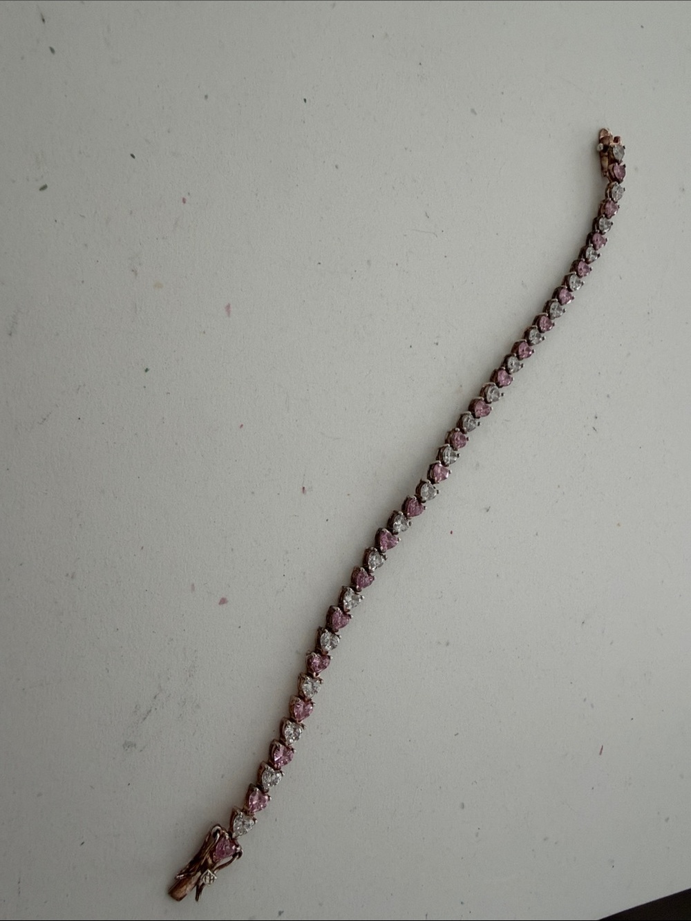 Elegant Pink Heart Tennis Bracelet -